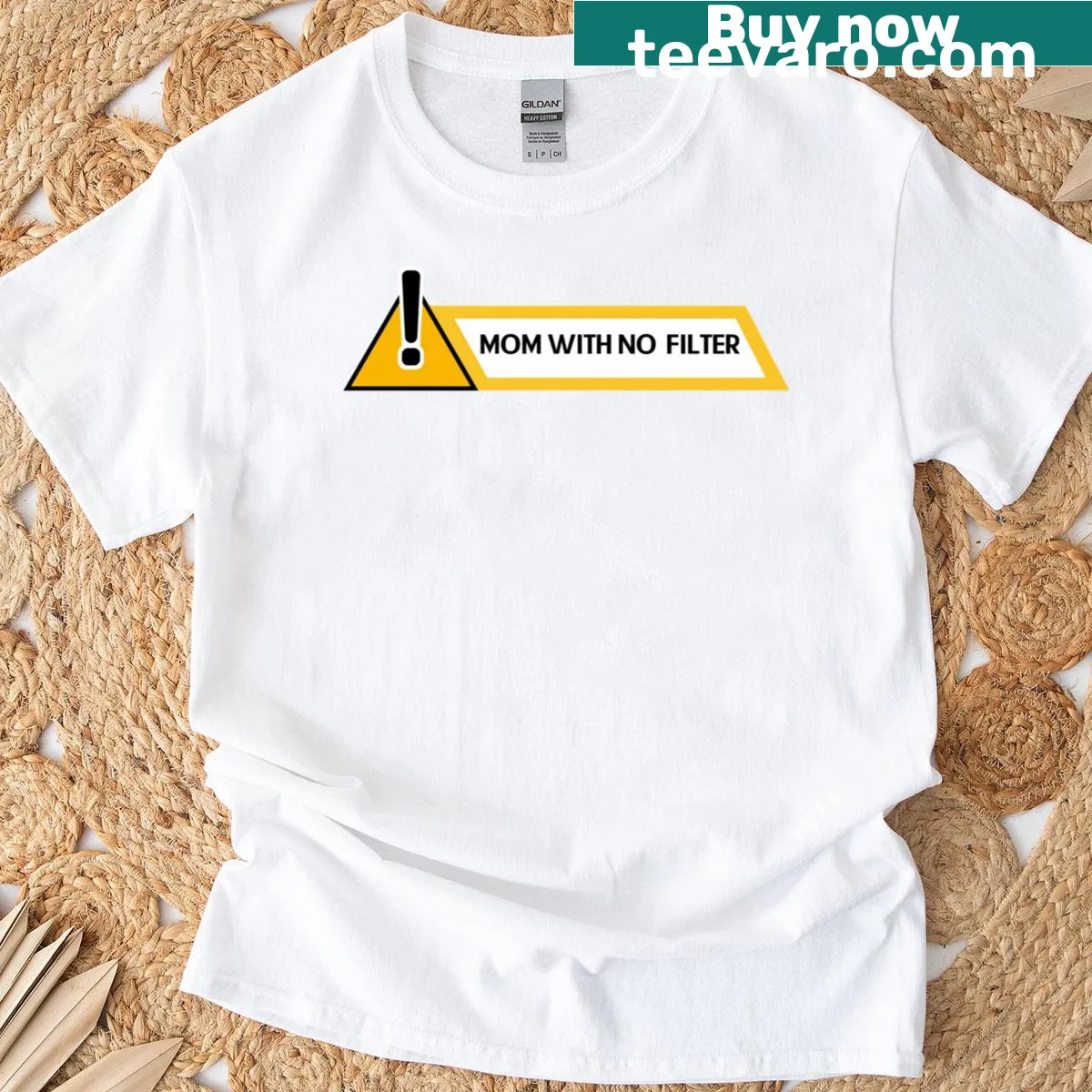Humorous T-shirt for moms with a no-filter message — on a men's t-shirt