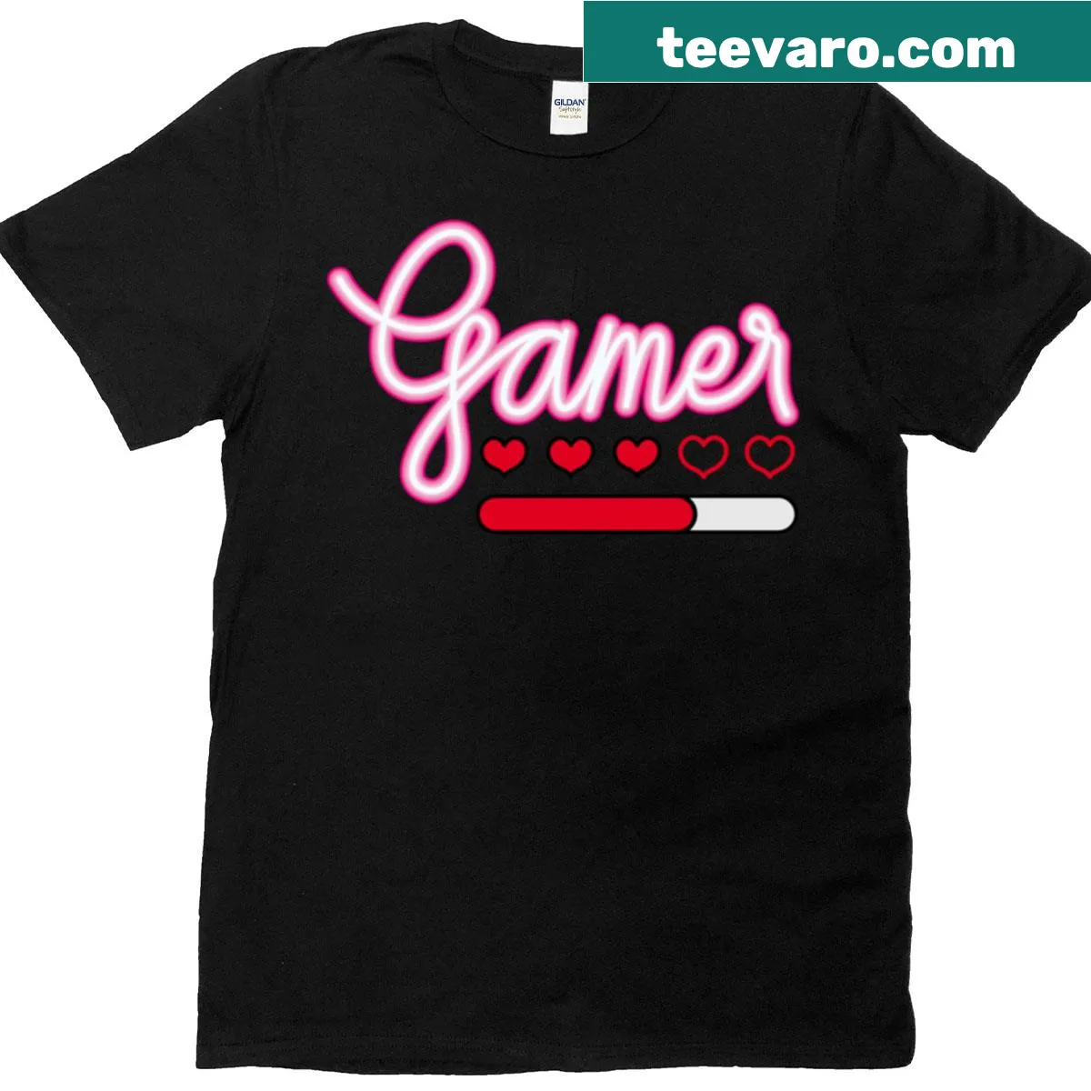 Oversized T-shirt for gamers with a playful neon design — on a men's t-shirt