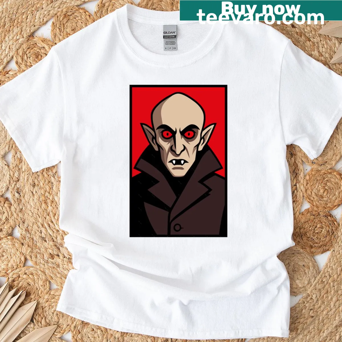 Nostalgic shirt featuring a haunting Nosferatu vampire illustration — on a men's t-shirt