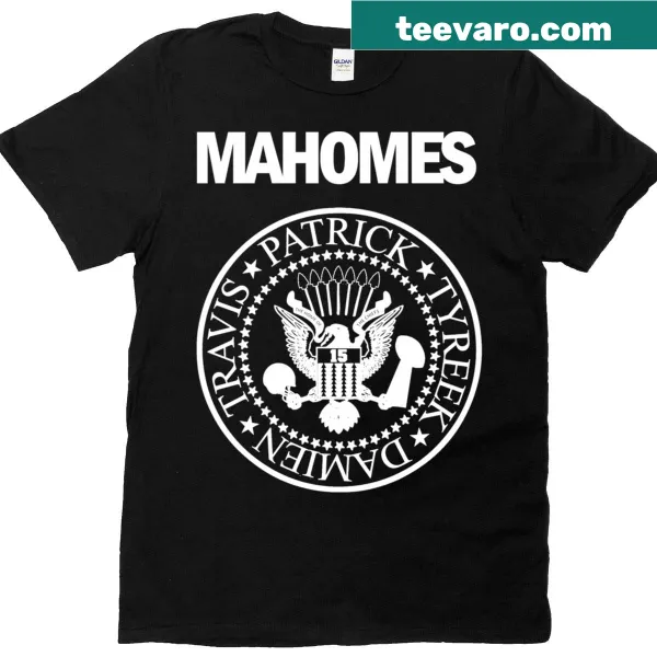 Patrick Mahomes Ramones tribute illustration t-shirt