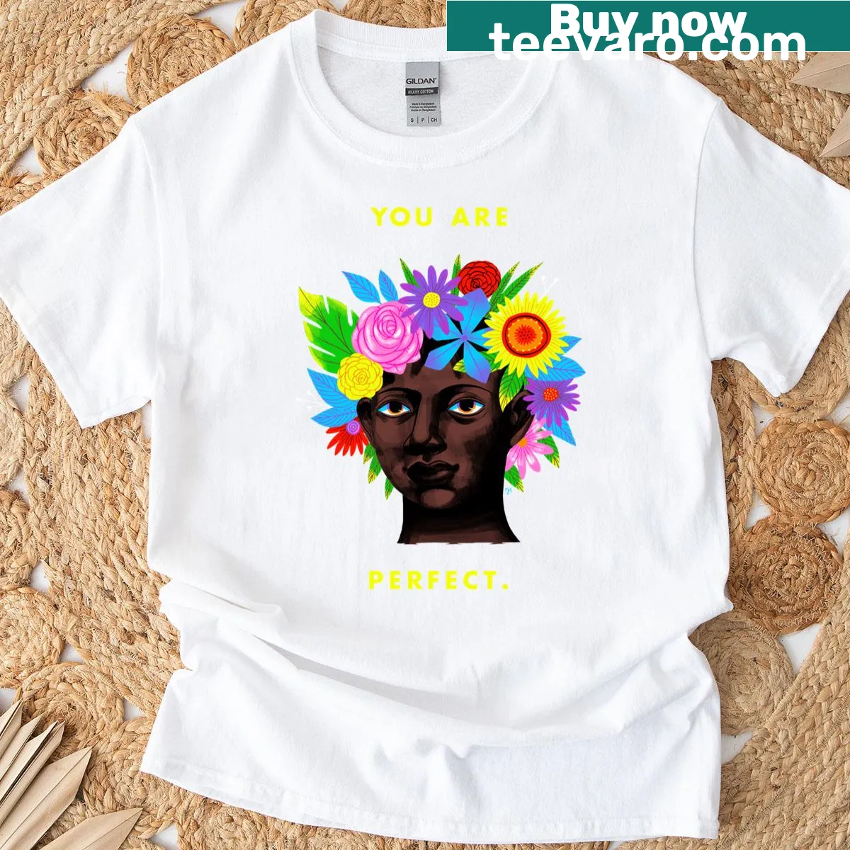 Inspirational Pride2020 t-shirt with bold typography saying 'You Are Perfect' — on a men's t-shirt
