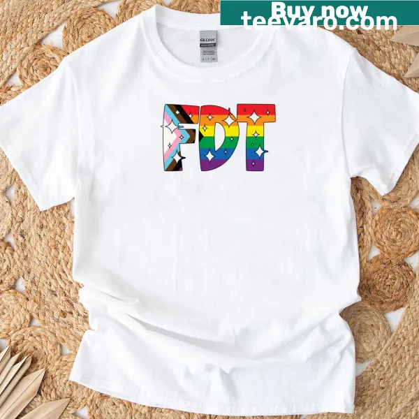 Progress Pride Flag t-shirt featuring artistic representation of inclusivity
