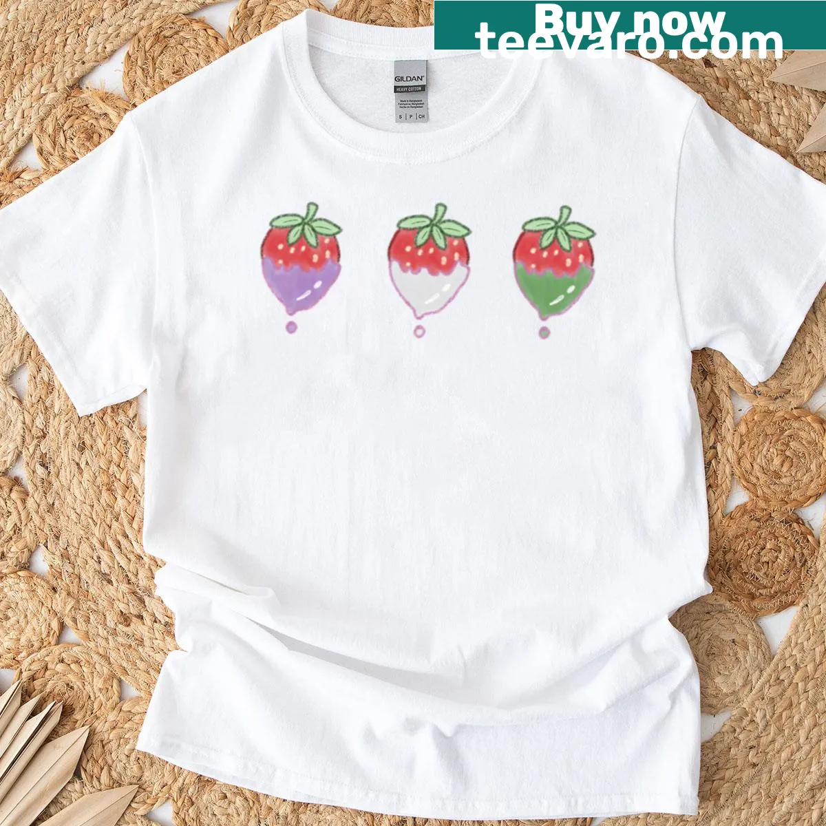 Illustration of candy-coated strawberries on a T-shirt — on a men's t-shirt