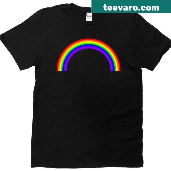 Oversized t-shirt featuring an abstract rainbow design.