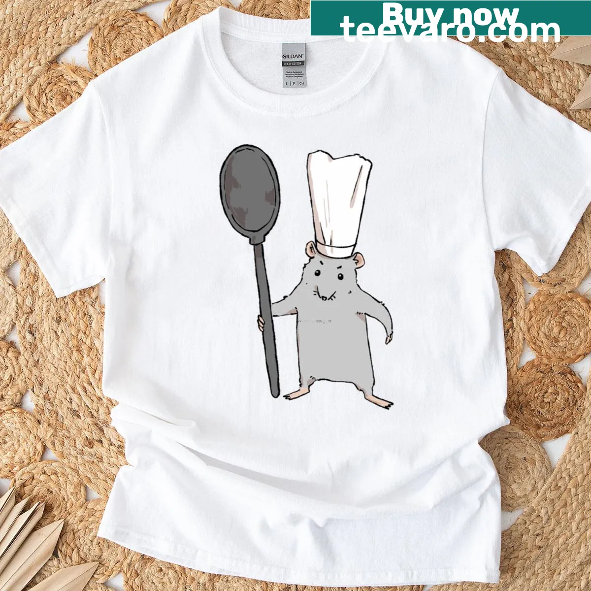 Cartoon rat chef cooking ratatouille on a T-shirt — on a men's t-shirt