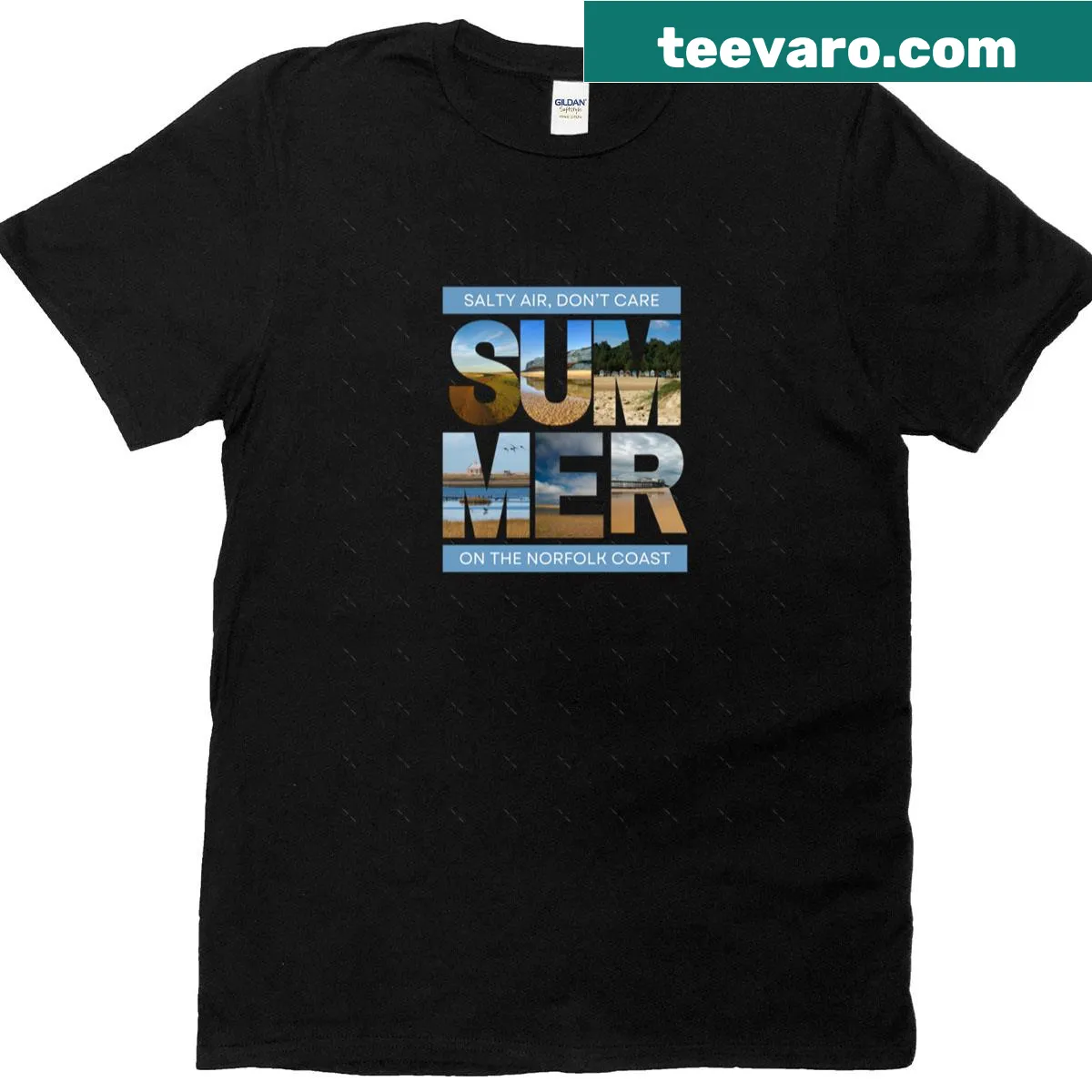 Oversized t-shirt with playful summer and coastal-themed graphic — on a men's t-shirt