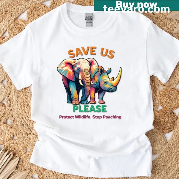 T-shirt advocating for elephant and rhino protection