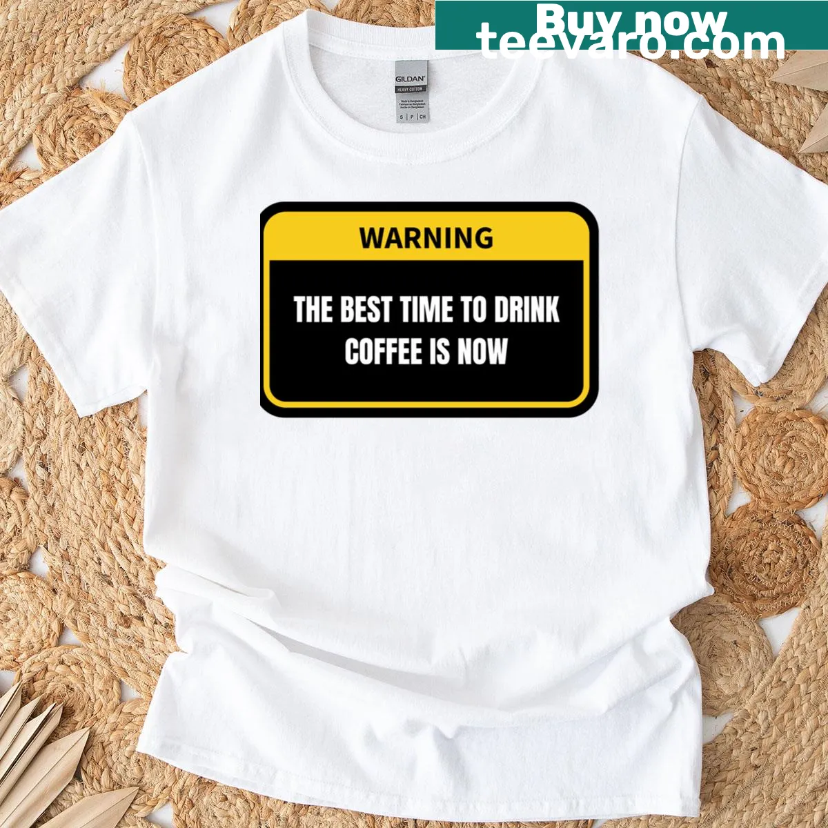 Hand-lettered T-shirt celebrating the joy of drinking coffee. — on a men's t-shirt
