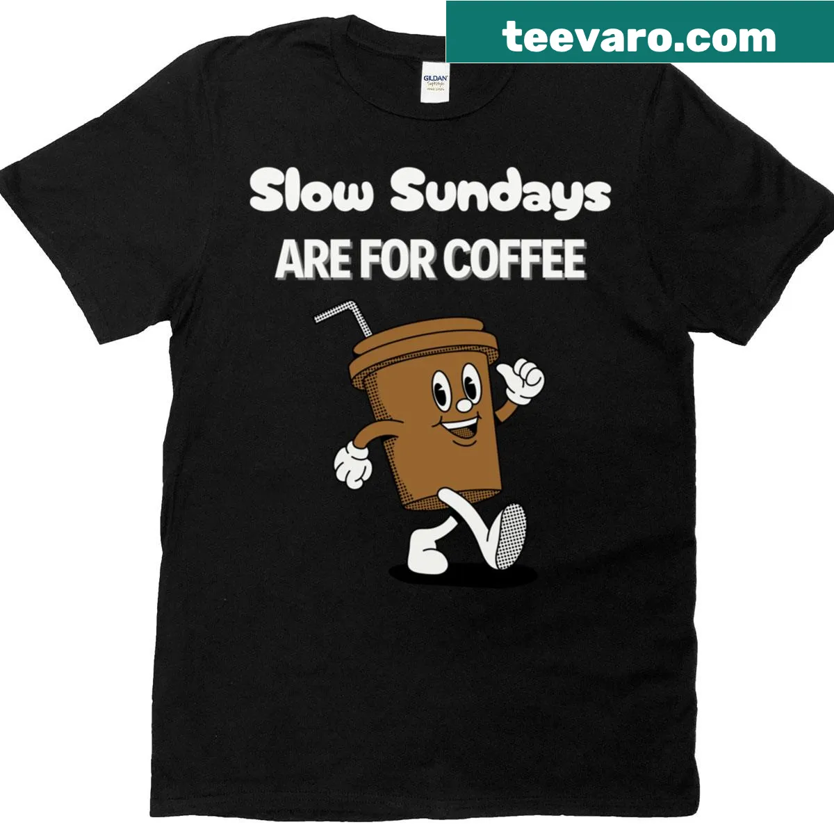 T-shirt that reads Slow Sundays Are For Coffee, designed for coffee enthusiasts. — on a men's t-shirt