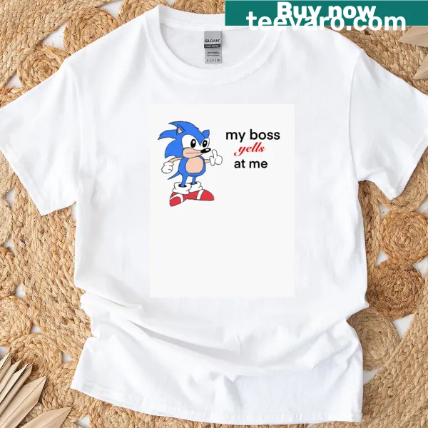 Sonic the Hedgehog graphic t-shirt with a capitalism theme