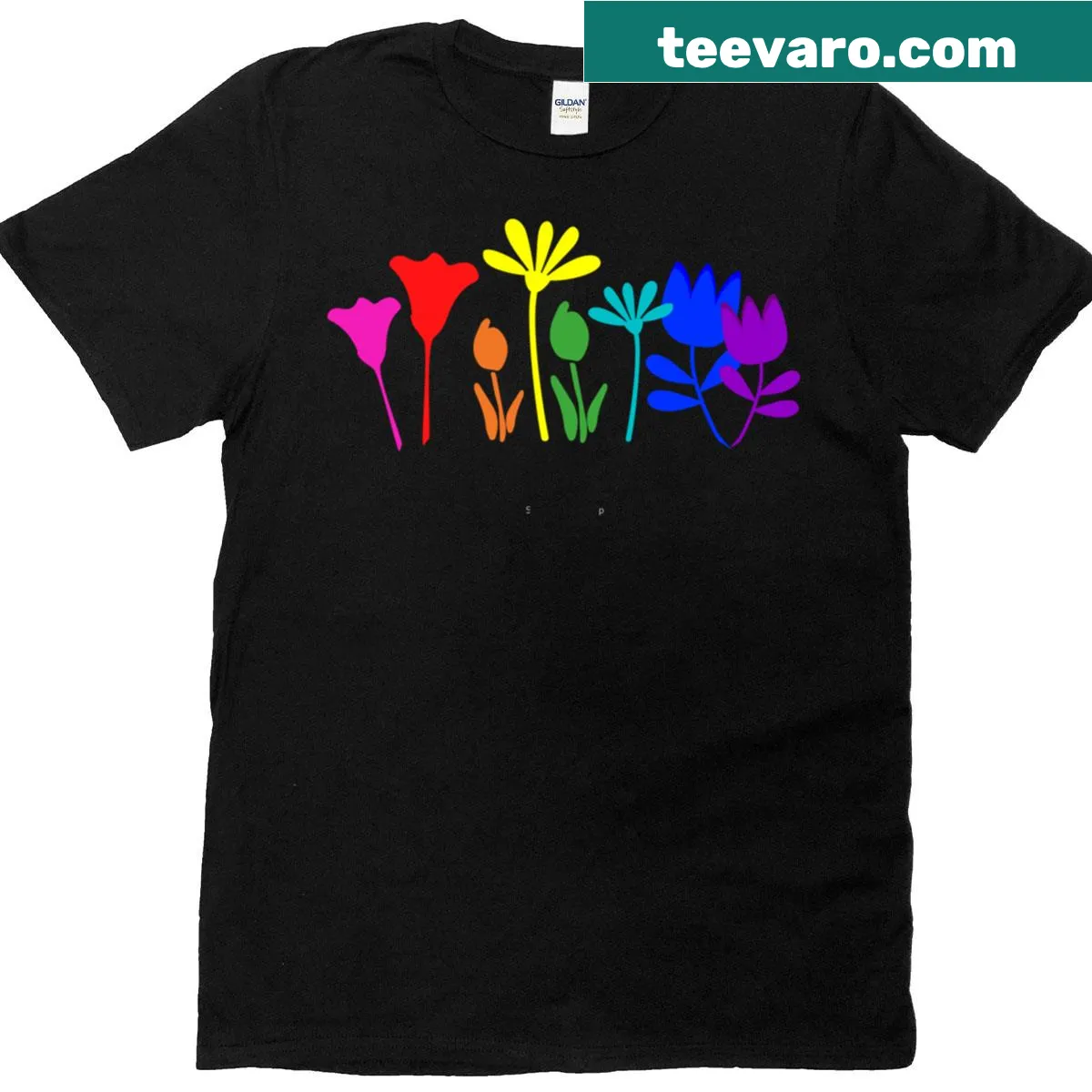 Flower patch design supporting LGBTQ+ community on a T-shirt. — on a men's t-shirt