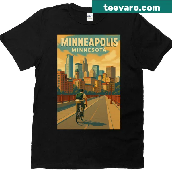 Oversized T-shirt with illustration of the Stone Arch Bridge in Minneapolis