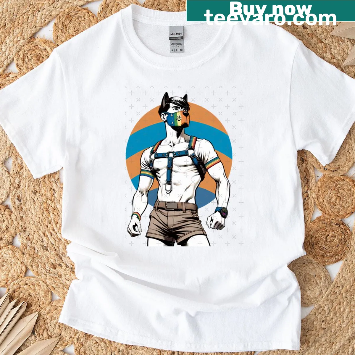 Canine courage graphic T-shirt celebrating dogs — on a men's t-shirt
