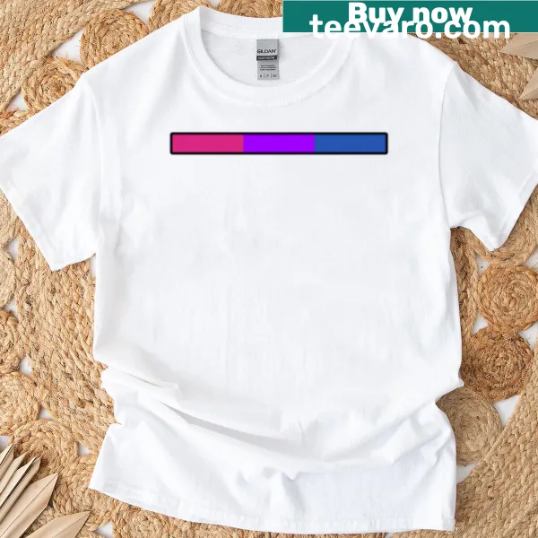 Subtle bisexual pride flag strip on a t-shirt