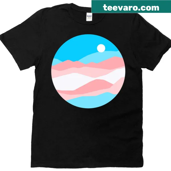 Subtle landscape design with Trans Pride flag on a t-shirt
