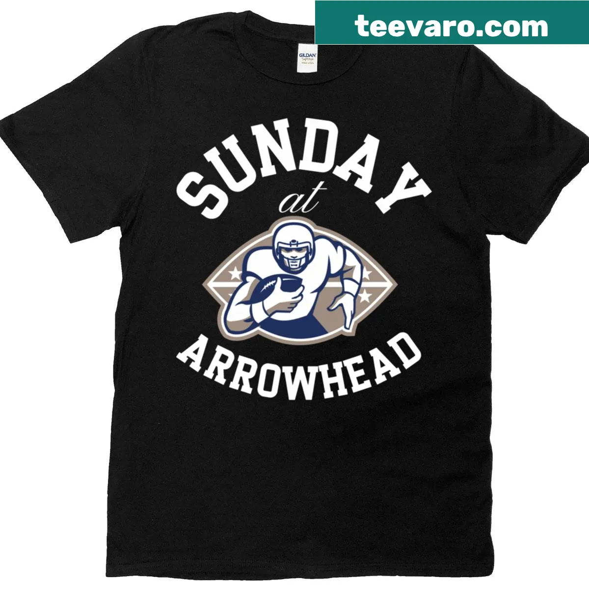 Graphic commemorating game day at Arrowhead Stadium on a T-shirt — on a men's t-shirt