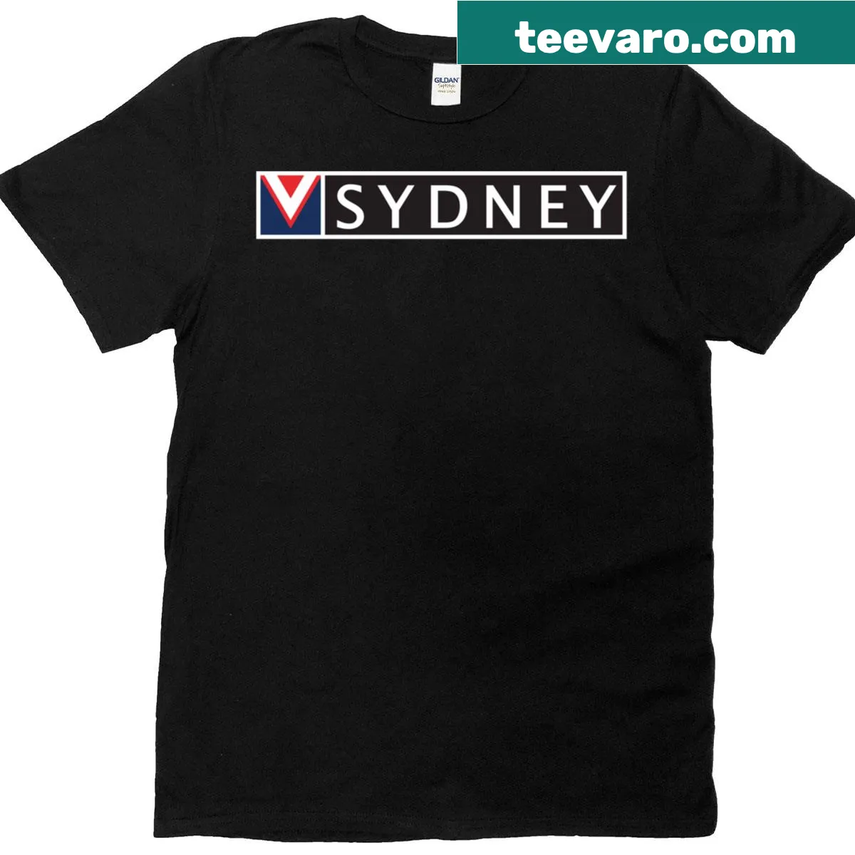 Sydney Apparels merchandise t-shirt design featuring various products — on a men's t-shirt