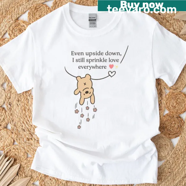 Cute teddy bear illustration on a love-themed t-shirt