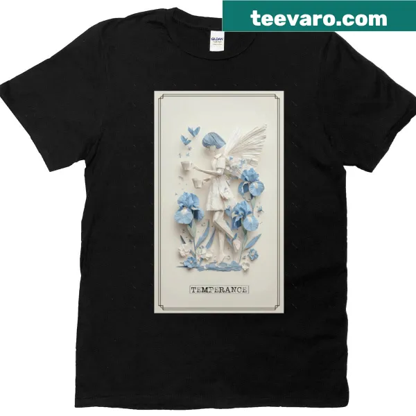 Oversized T-shirt featuring an origami-style Temperance tarot card design