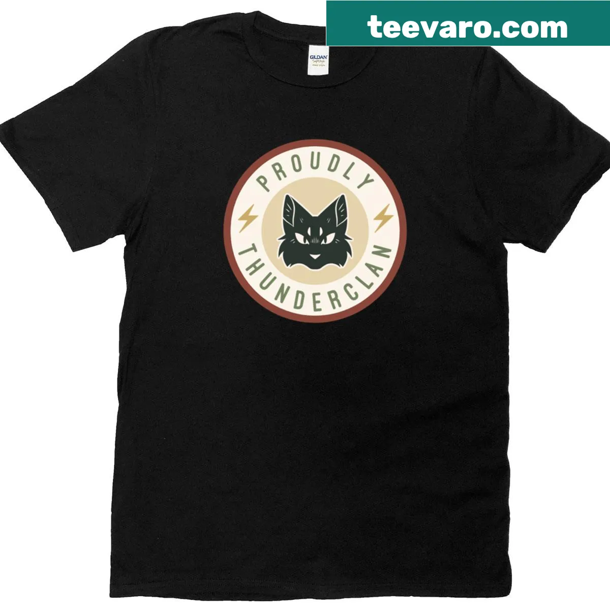 Thunderclan emblem t-shirt representing feline strength and unity — on a men's t-shirt
