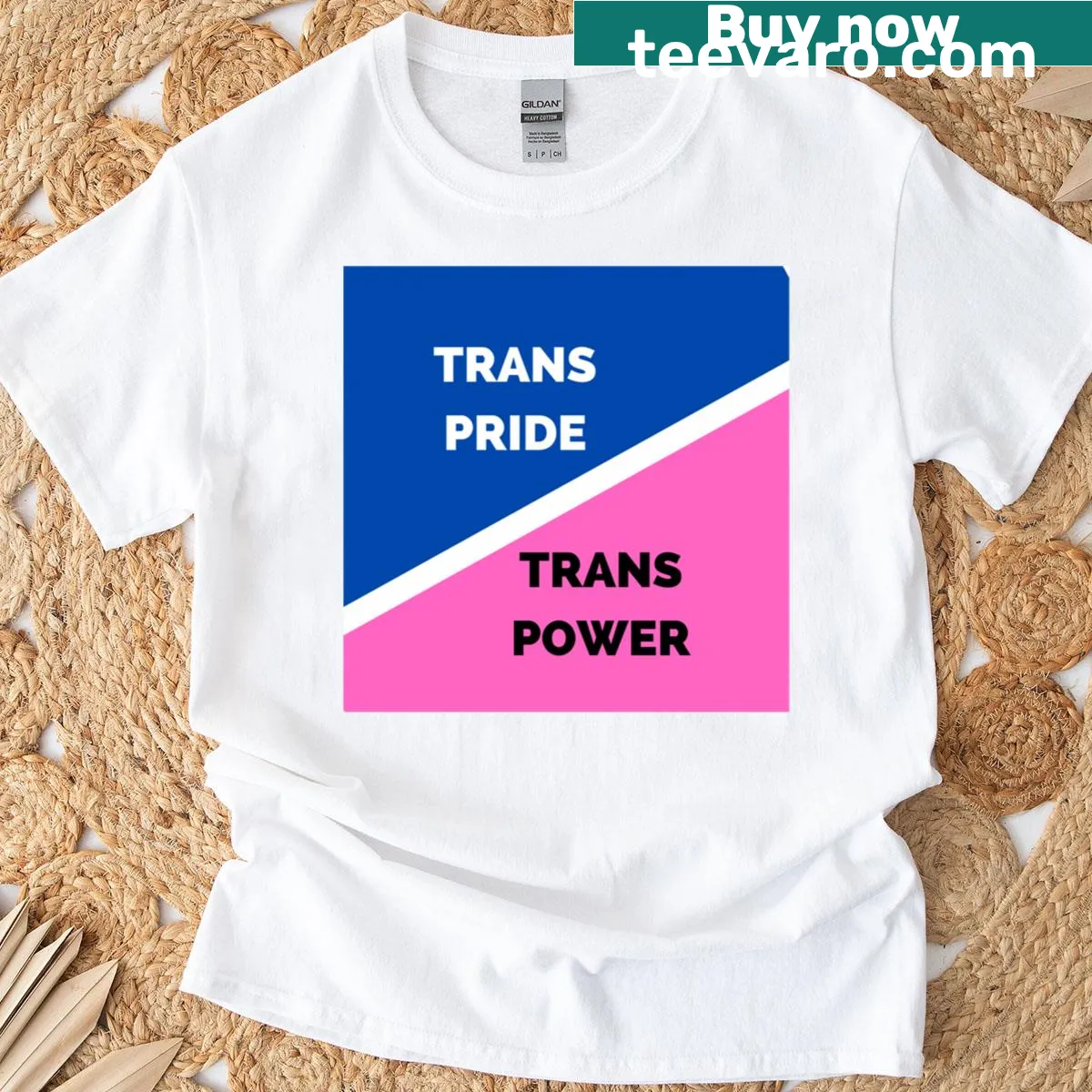 T-shirt featuring 'Trans Pridetrans Power' slogan — on a men's t-shirt