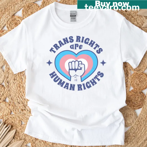 Trans Rights Are Human Rights text on a T-shirt