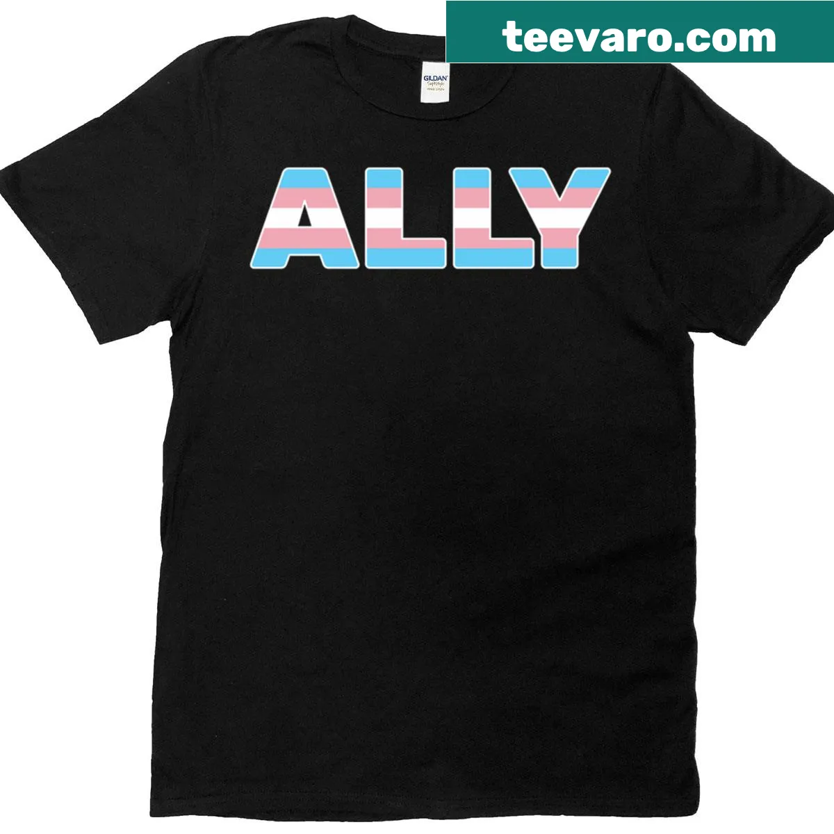 Transgender Ally text T-shirt — on a men's t-shirt