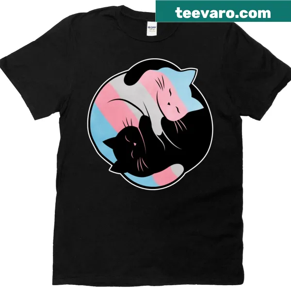 Yin Yang cats design on a transgender pride T-shirt