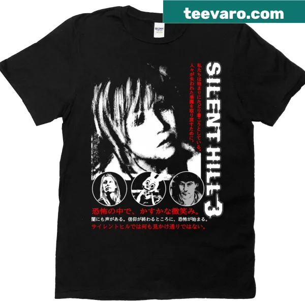 Illustrated graphic tee featuring iconic Silent Hill 3 imagery