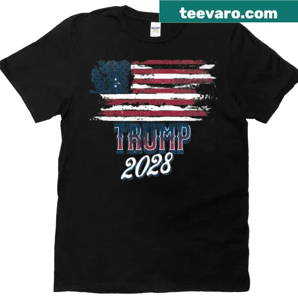 Bold graphic Trump 2028 political t-shirt.