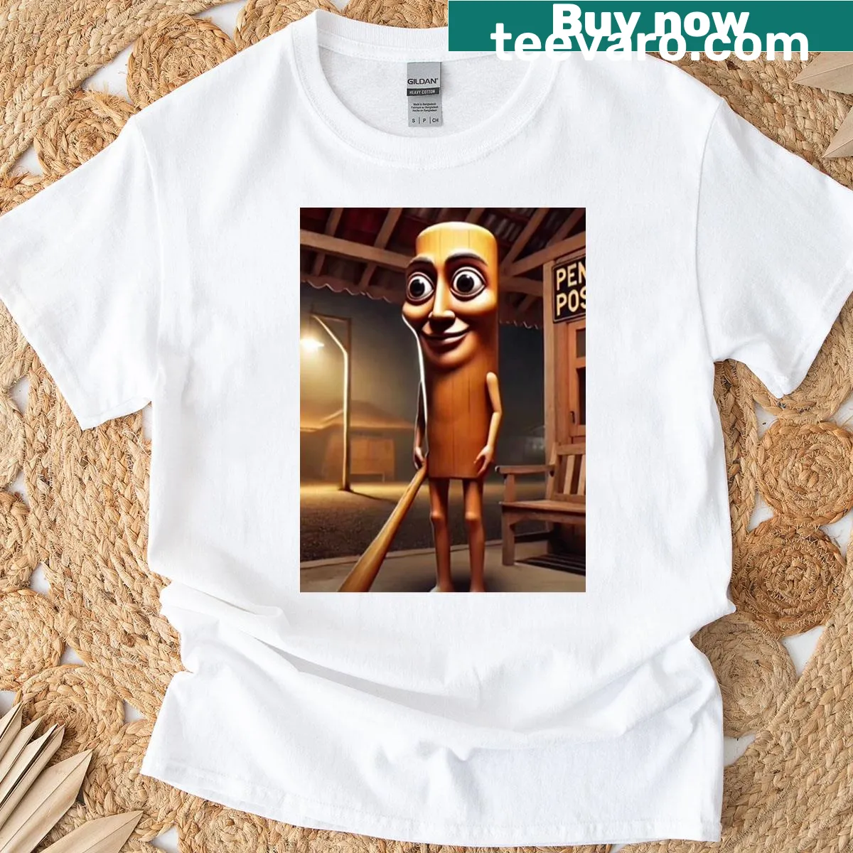 Humorous food-themed T-shirt with 'Tung Tung Tung Sahur' text — on a men's t-shirt