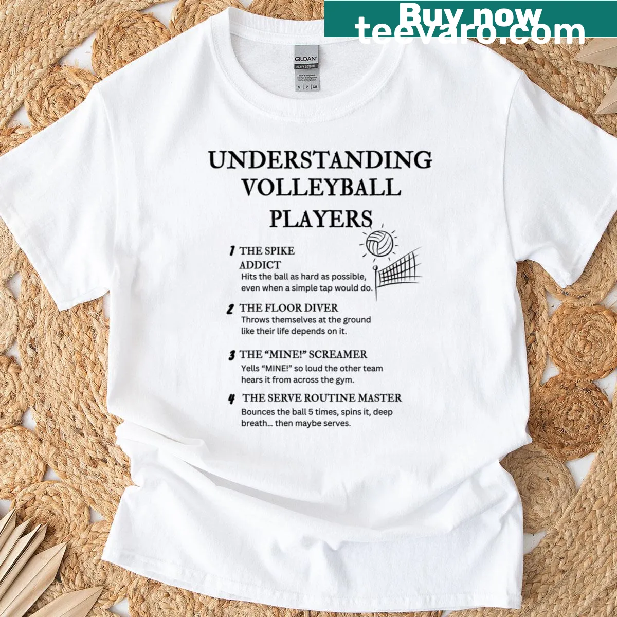 Funny volleyball-themed T-shirt with court life humor — on a men's t-shirt