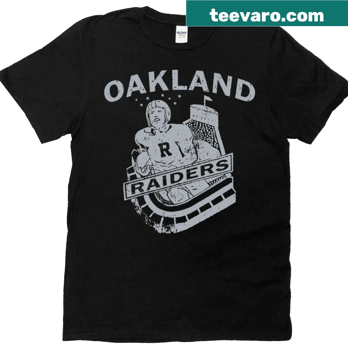 Vintage Oakland Raiders t-shirt with iconic logo — on a men's t-shirt