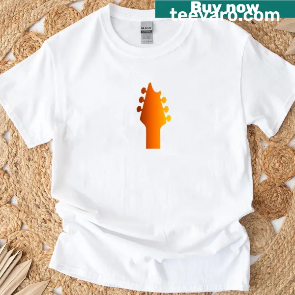 Illustration of a guitar headstock on a t-shirt