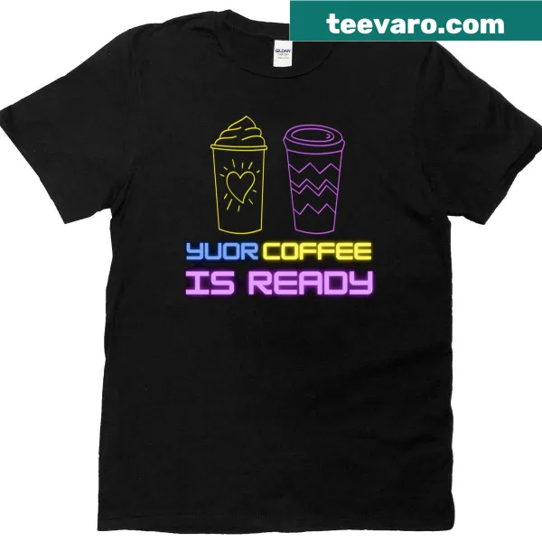 Playful graphic T-shirt with coffee text
