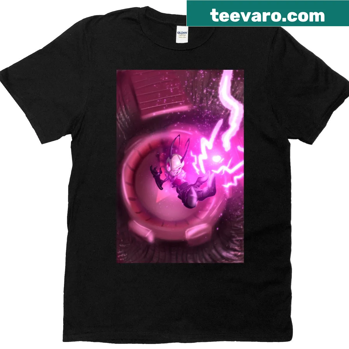 Oversized T-shirt featuring a whimsical Zim illustration — on a men's t-shirt