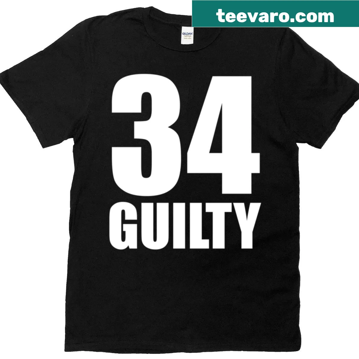 Humorous shirt with the phrase Trump Guilty Verdict in bold text — on a men's t-shirt