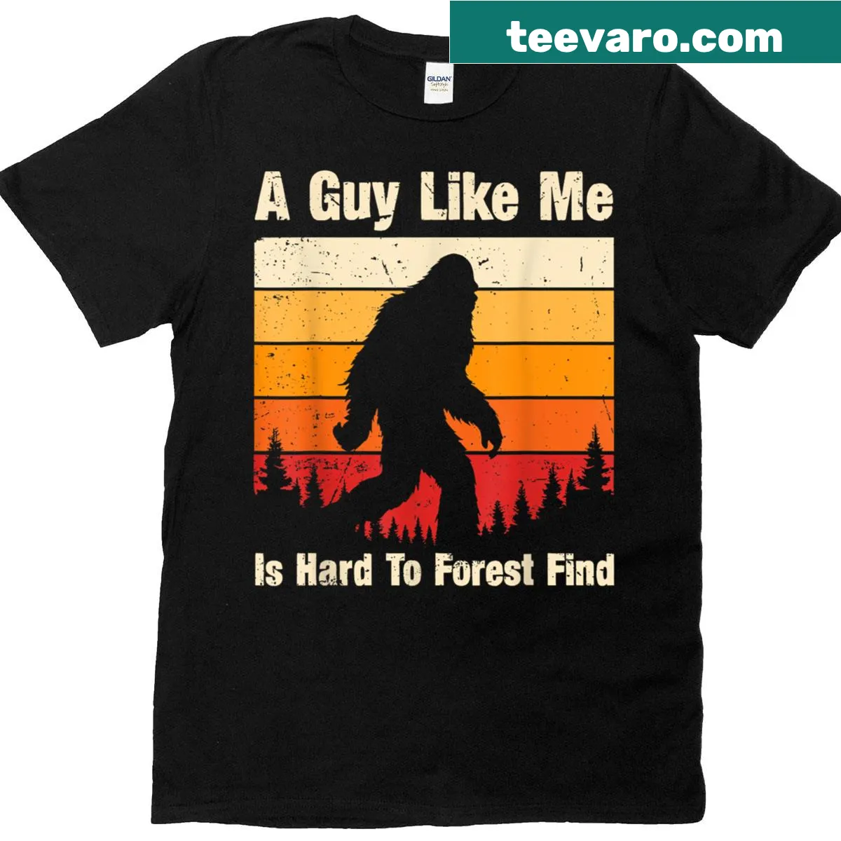 Retro-style T-shirt with Bigfoot graphic and humorous text — on a men's t-shirt