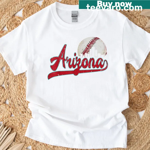 Vintage-style T-shirt featuring the Arizona skyline silhouette