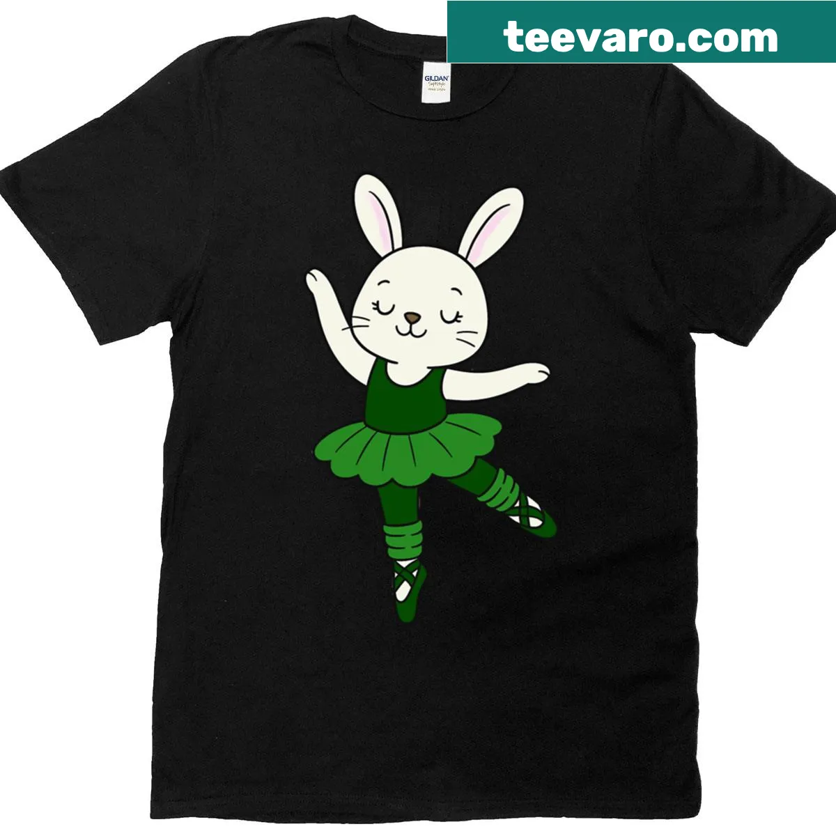 Adorable T-shirt featuring a ballet bunny illustration — on a men's t-shirt