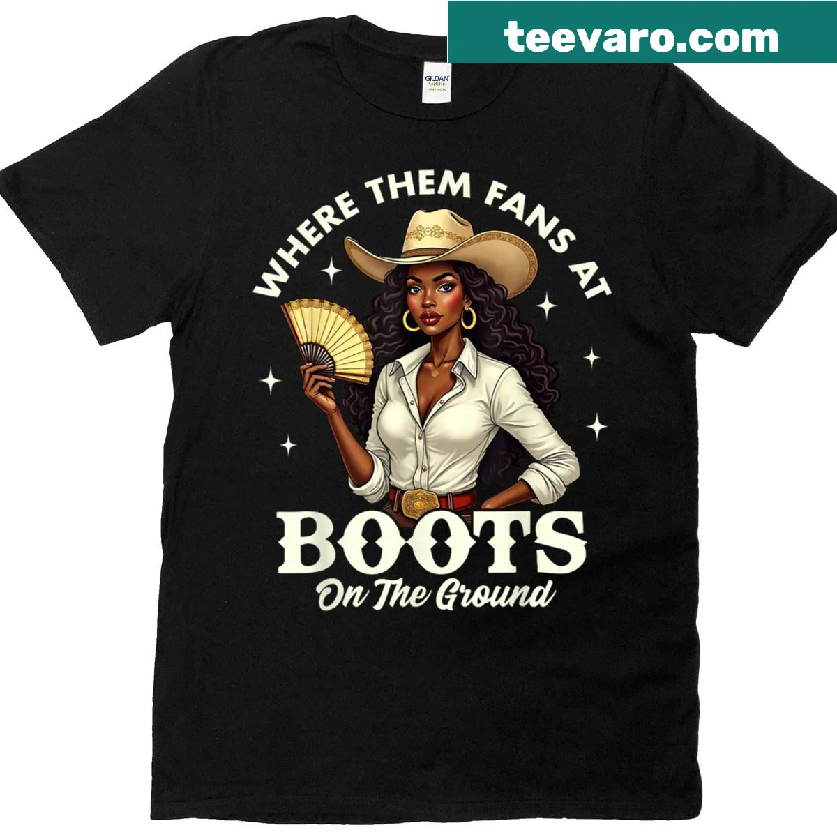 Empowering graphic T-shirt featuring 'Boots On The Ground' text — on a men's t-shirt