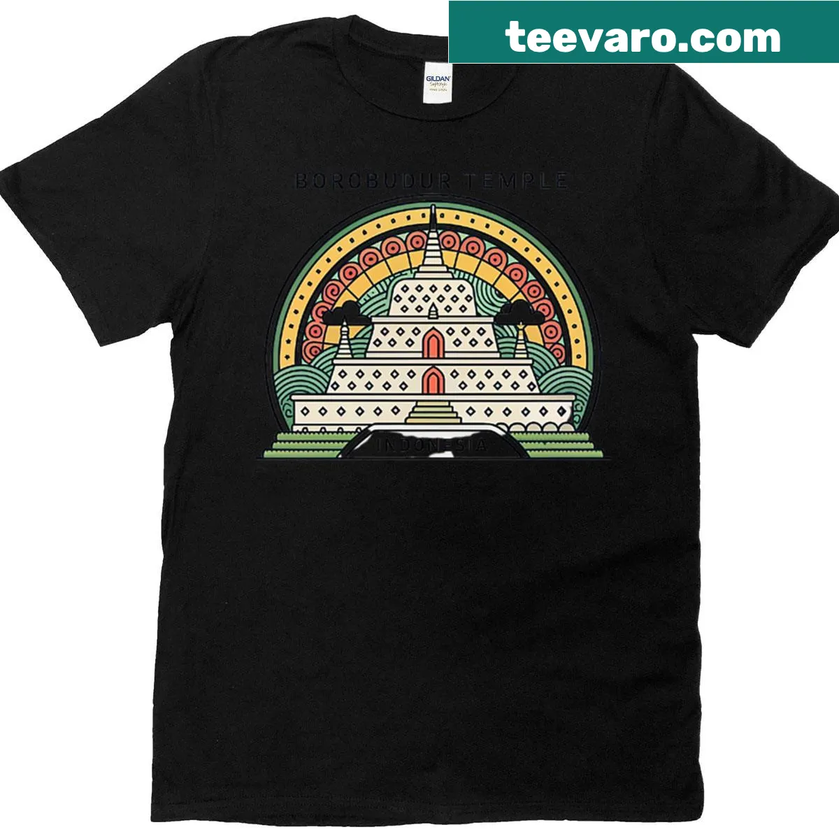 Illustration of Borobudur Temple on a T-shirt — on a men's t-shirt