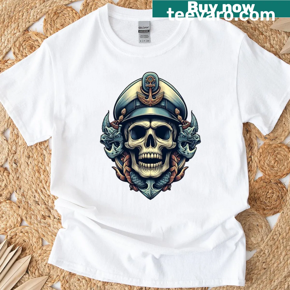 Nautical themed oversized t-shirt featuring Captain Of The Silent Depths — on a men's t-shirt