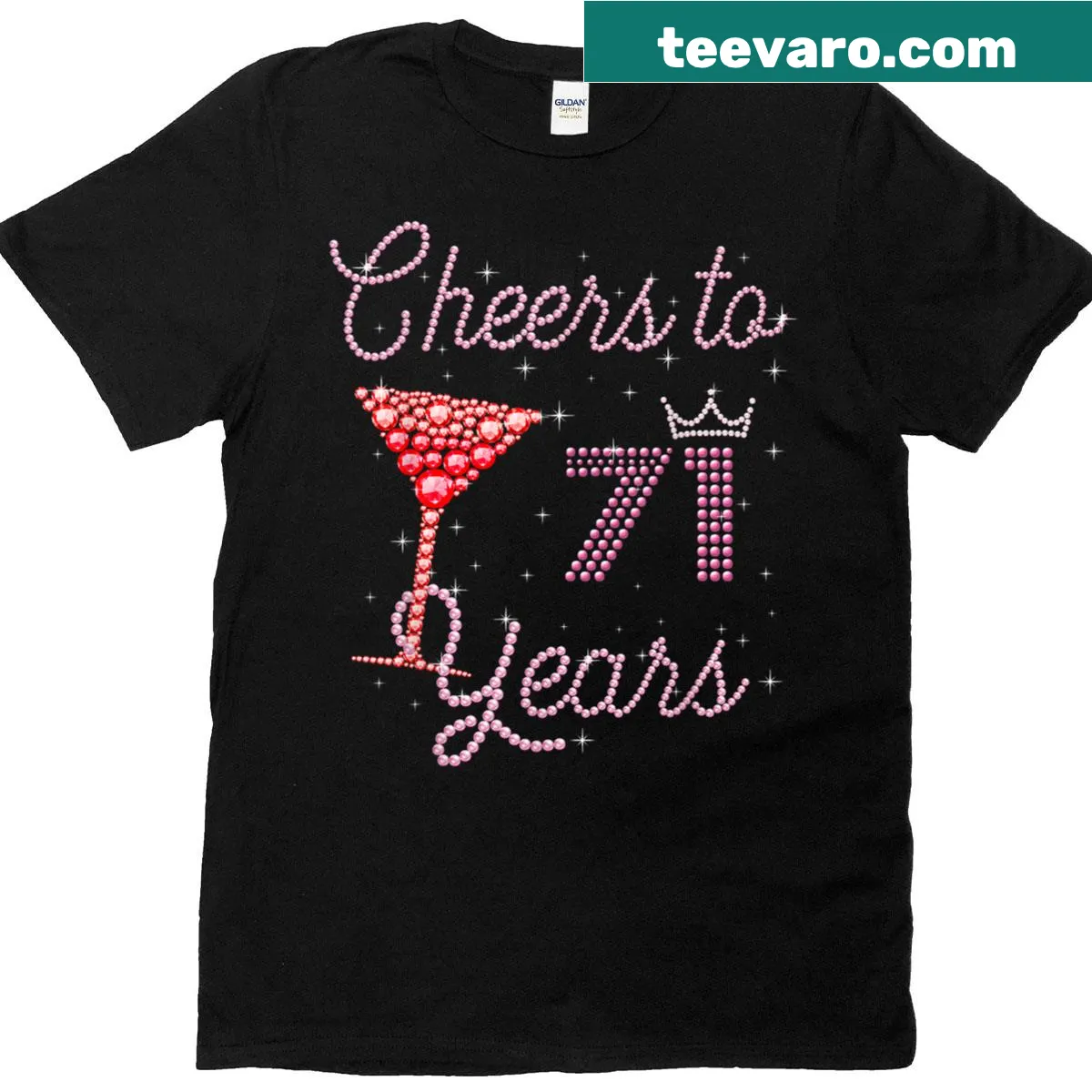 Birthday t-shirt with the text 'Cheers To 71 Years' — on a men's t-shirt