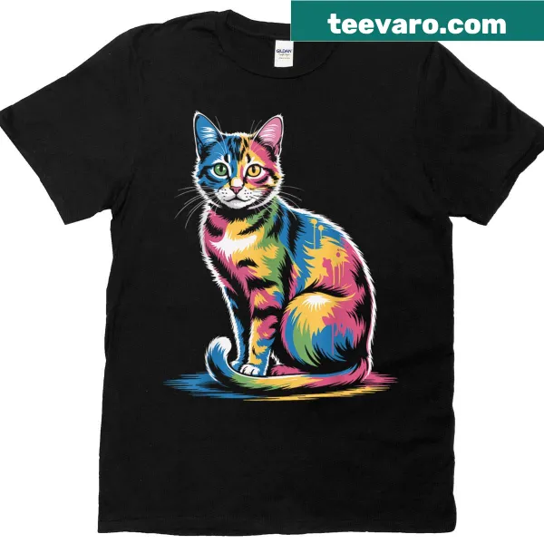Adorable cat illustration on a playful T-shirt
