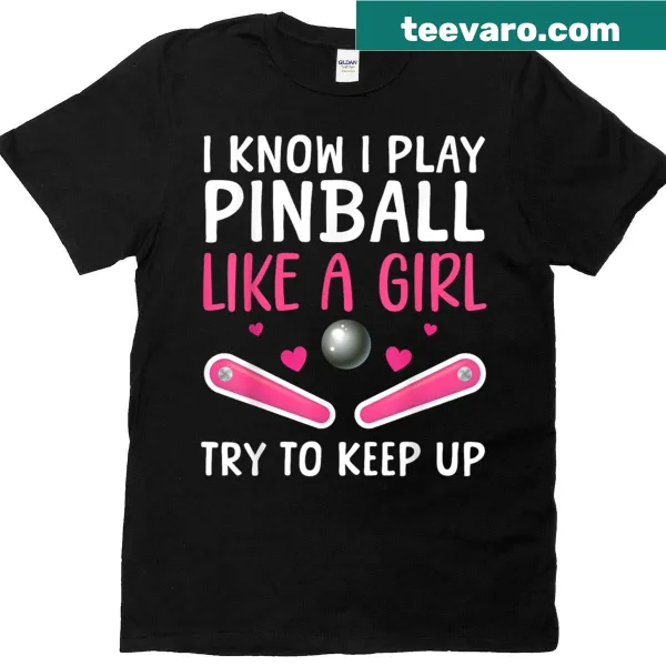 Playful pinball art t-shirt for women featuring pinball machine design