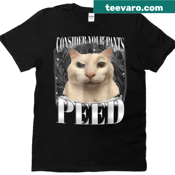 Funny cat meme T-shirt with humorous text about cat behavior