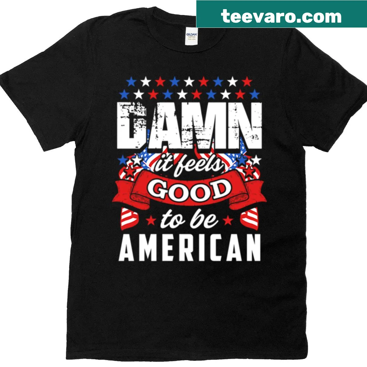 Bold patriotic America t-shirt with strong typography expressing pride — on a men's t-shirt