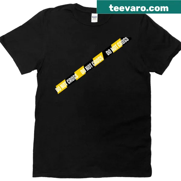 T-shirt featuring bold 'Do Not Cross' police tape design