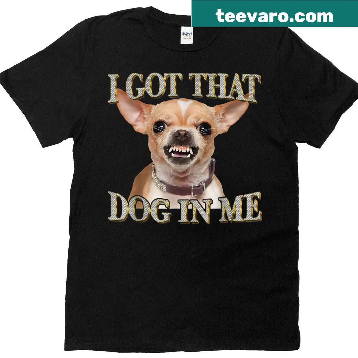 Funny dog meme t-shirt with cartoon illustrations and humorous phrases — on a men's t-shirt